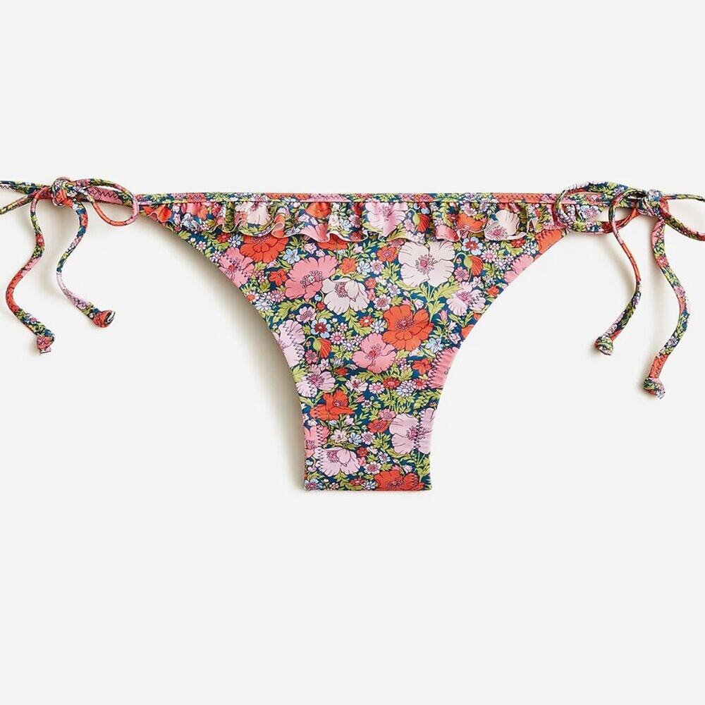 J.Crew String Hipster Full-Coverage Ruffle Bikini Bottom Liberty Meadow Song XS